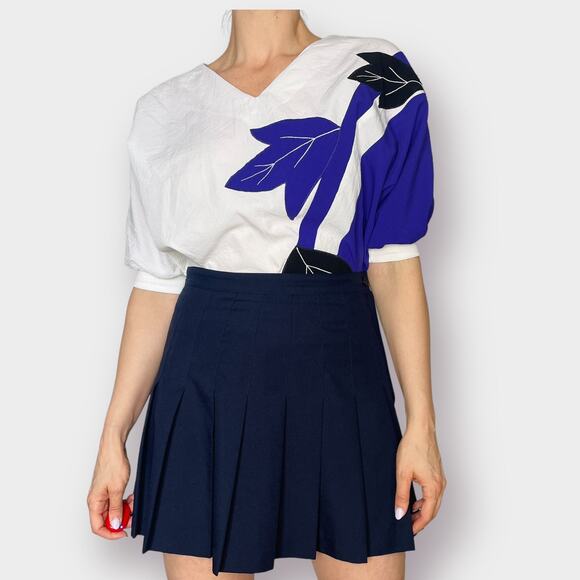 80s Charocci Purple and White Banded‎ Top - Picture 1 of 8